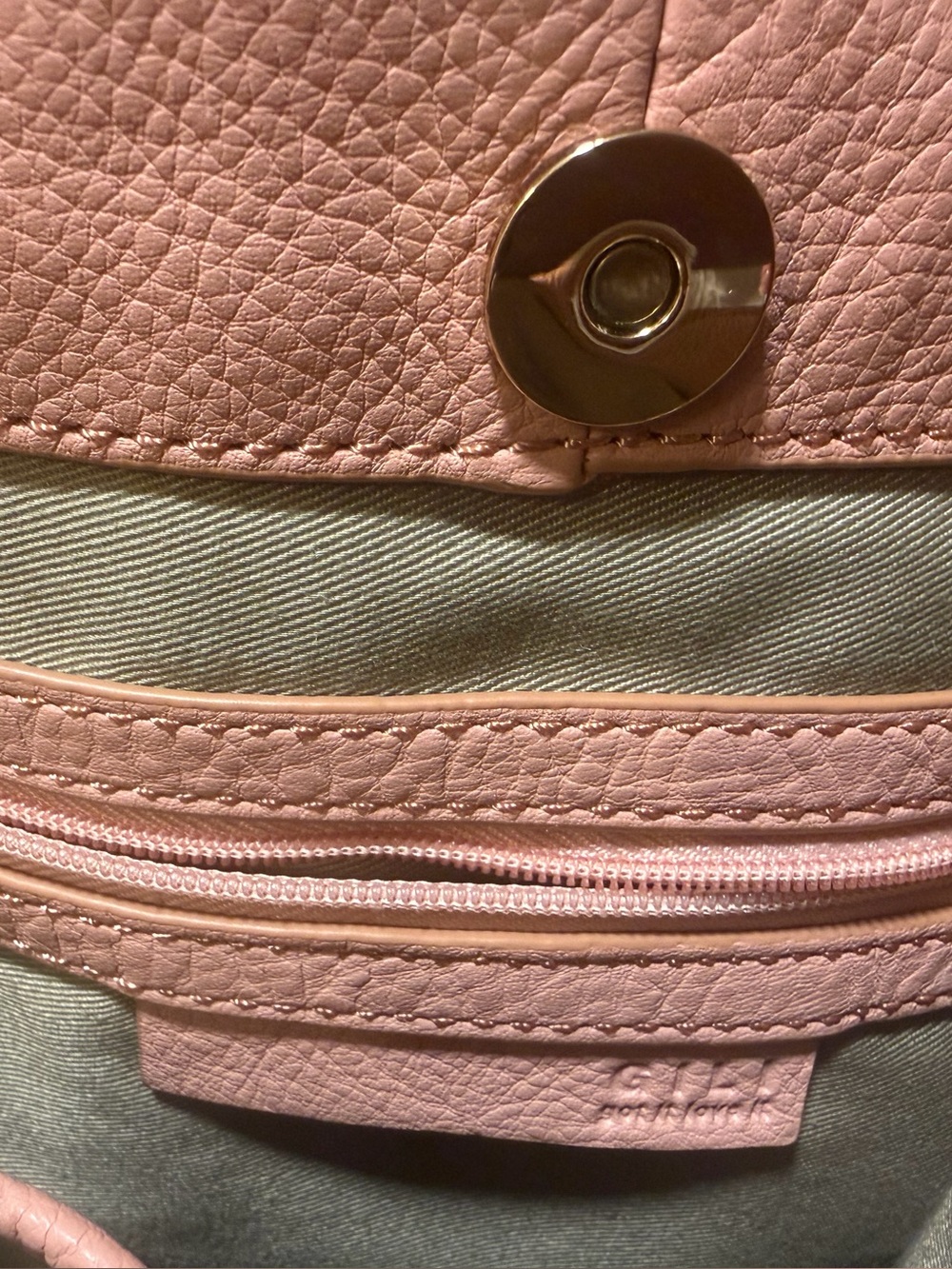 G.I.L.I Pebble Leather Tassel Convertible Hobo Bag Dust Pink/Blush - Picture 3 of 16